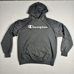 Champion Charcoal Gray Hoodie Men's Large Hooded Pullover Sweatshirt 50/50 Sport